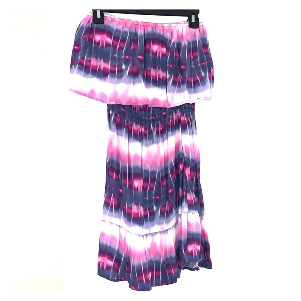Pink and Blue strapless dress